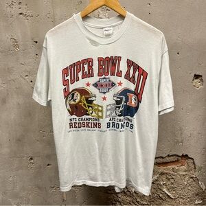 Super Bowl XXII Redskins Broncos Vintage 1987 80s White Single Stitch T-Shirt XL